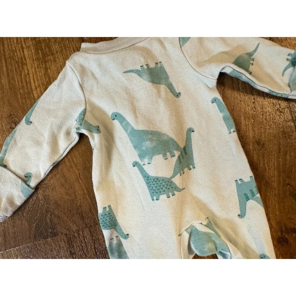 Carters Preemie Baby Boy Sleeper Dinosaur Outfit Feet Cotton‎ Reborn Doll Green